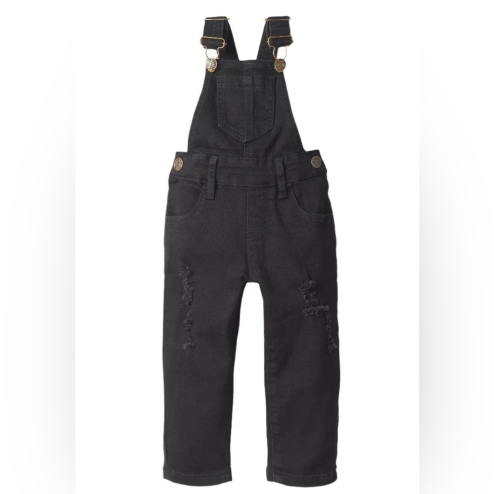 NWT Little Bipsy Distressed Black Overalls